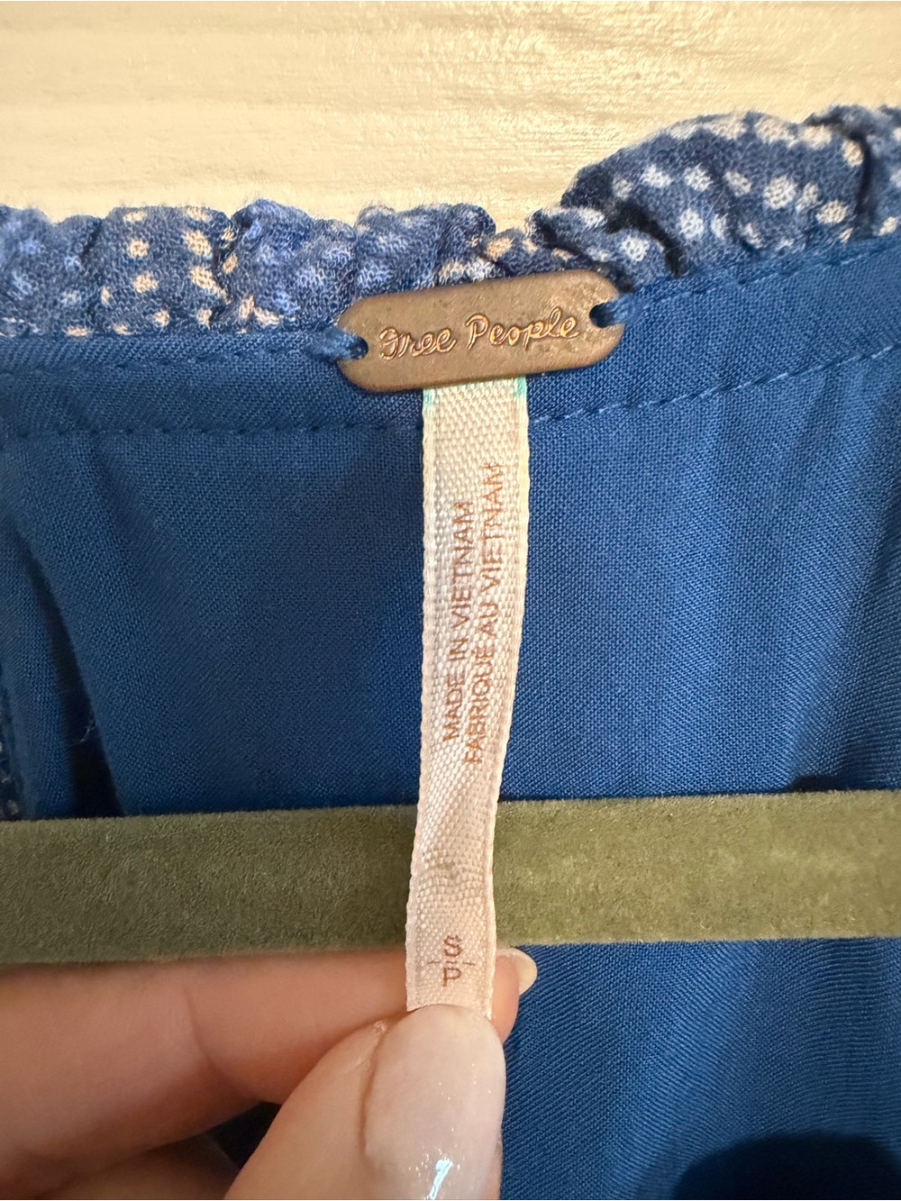 Free People Blue Printed High-Low Top - Picture 3 of 3